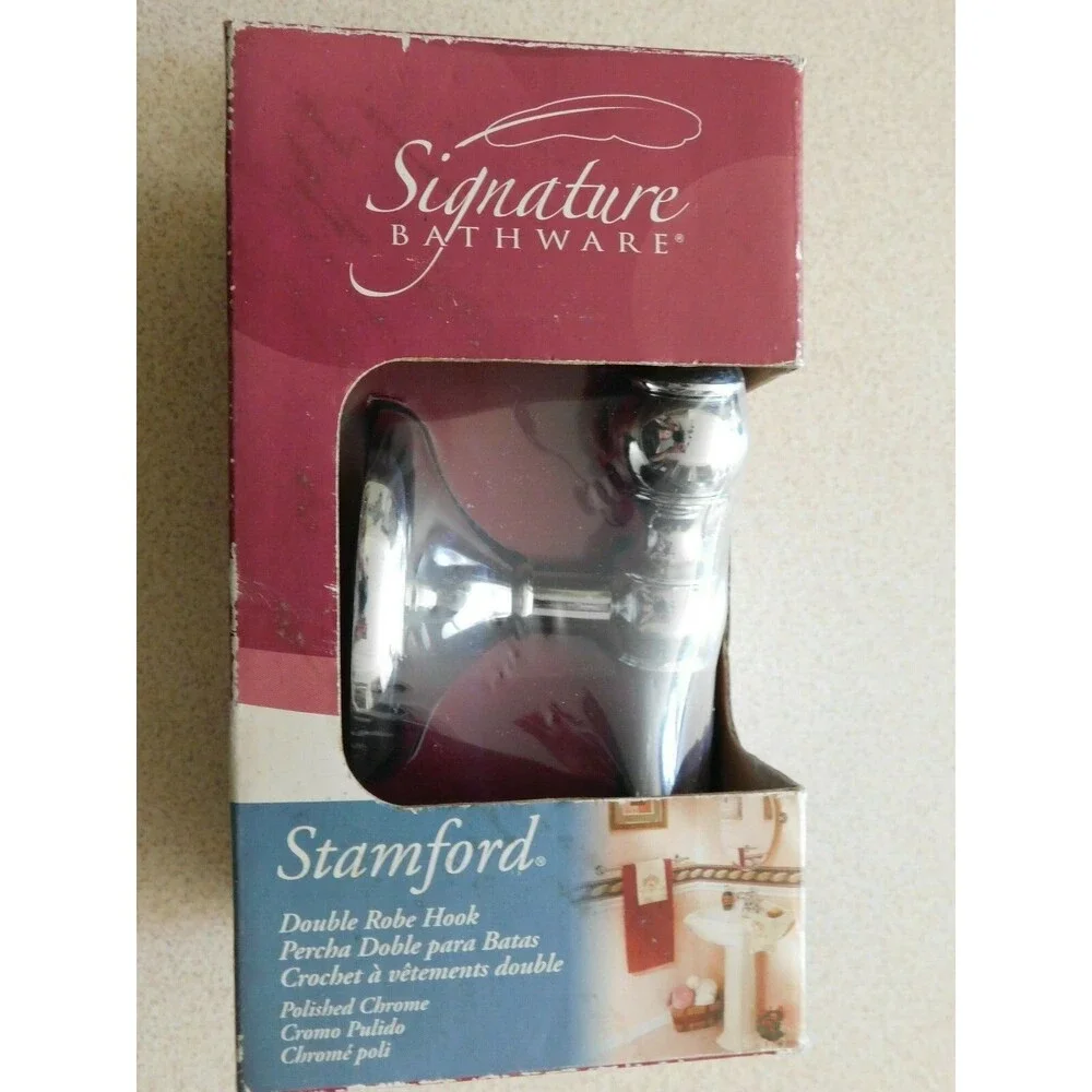 Stamford Bathroom Accessories Double Robe Hook Polished Chrome Bath ware